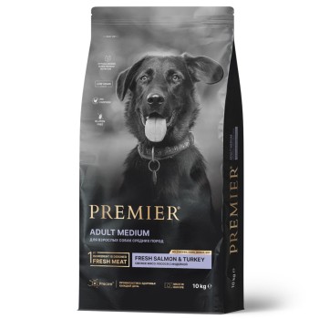 Premier Dog Salmon & Turkey Adult Medium сухой корм для собак средних пород, свежее...