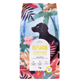 Florida сухой корм для взрослых собак крупных пород с курицей и яблоком - 1...