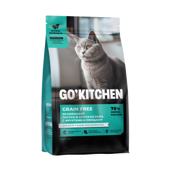 Go' Kitchen GRAIN FREE Salmon&Seafish сухой беззерновой корм для котят и кошек всех возрастов...