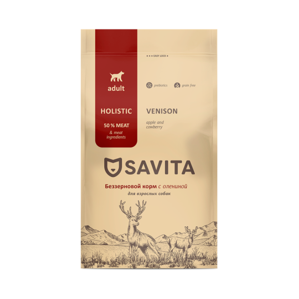 Savita Grain Free Adult Venison & Potato сухой беззерновой корм для взрослых собак всех пород с олениной - 400 г