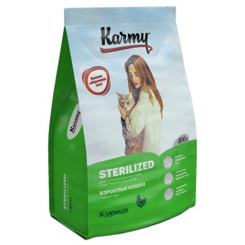 Karmy Sterilized сухой корм для взрослых стерилизованных кошек c курицей - 400 г
