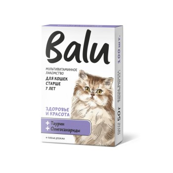 Балу мультивитаминное лакомство для кошек старше 7 лет, "Здоровье и красота" с таурином и...