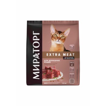 Мираторг Extra Meat сухой корм для взрослых домашних кошек, с говядиной Black Angus -...