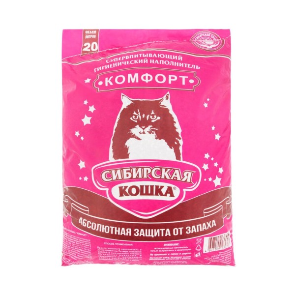 Сибирская Кошка "Комфорт" впитывающий наполнитель для кошачьего туалета - 20 л (12 кг)