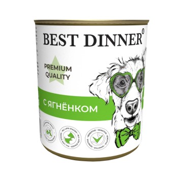 Best Dinner Premium консервы для щенков с ягненком - 340 г х 6 шт