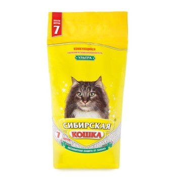 Сибирская Кошка "Ультра" комкующийся наполнитель для кошачьего туалета (вулканическая глина) - 7 л (5...