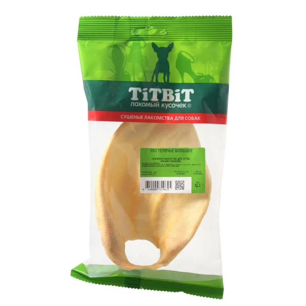 TiTBiT лакомство для собак ухо телячье большое
