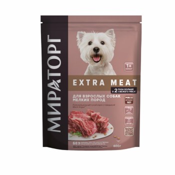 Мираторг Extra Meat сухой корм для взрослых собак мелких пород, с говядиной Black Angus...