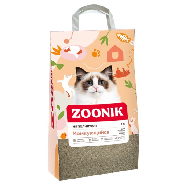 ZOONIK наполнитель комкующийся бентонитовый для кошачьего туалета - 8 л