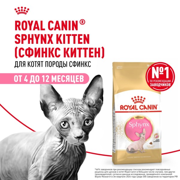 Royal Canin Sphynx Kitten сухой корм для котят пород Сфинкс до 12 месяцев - 400 гр