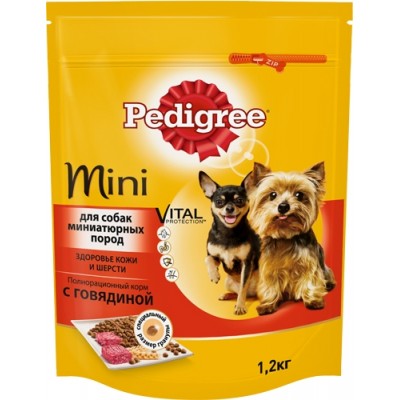 Сухой корм для собак миниатюрных пород с говядиной Pedigree Dog Mini Beef 1,2 кг