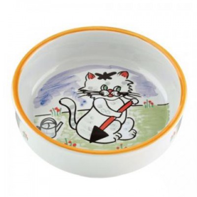 Миска для кошек фарфоровая с изображением кошки Beeztees Porcelain Bowl 275 мл * 14 см
