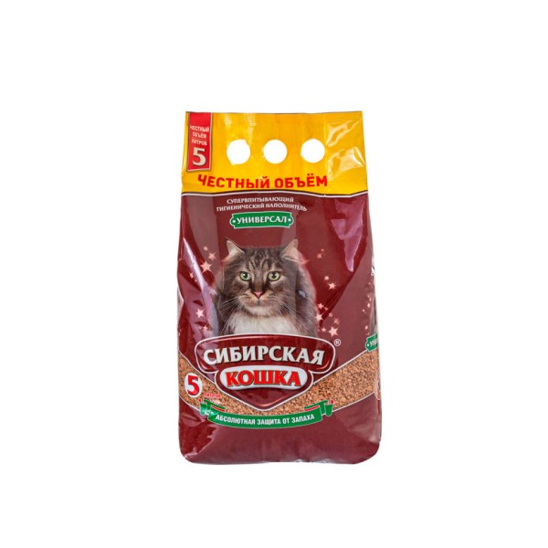Сибирская Кошка "Универсал" впитывающий наполнитель для кошачьего туалета (цеолит) - 5 л (2,7 кг)