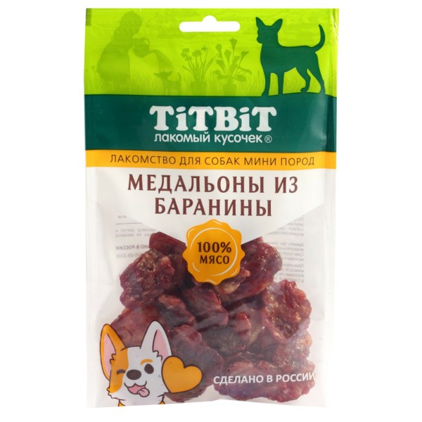 TiTBiT лакомство для собак мелких пород Медальоны из баранины - 100 г