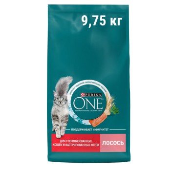 Purina ONE сухой корм для стерилизованных кошек с лососем - 9,75 кг