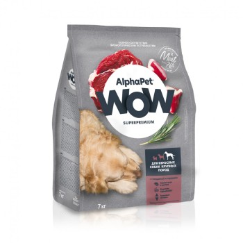 AlphaPet WOW Superpremium сухой полнорационный корм для взрослых собак крупных пород с говядиной и...