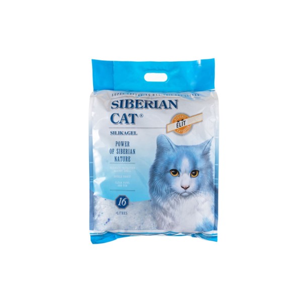 Сибирская Кошка "Элитный" впитывающий силикагелевый наполнитель для кошачьего туалета - 16 л (7,3 кг)