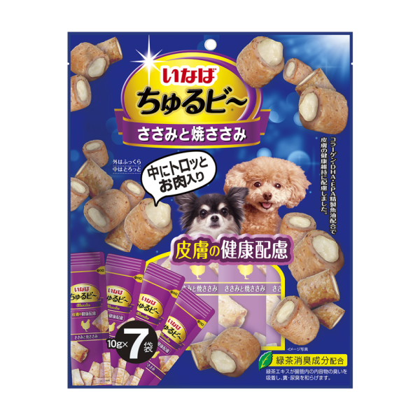 Inaba Churu Bee лакомство запеченные трубочки для взрослых собак всех пород для красоты кожи и шерсти с куриным филе - 10 г х 7 шт