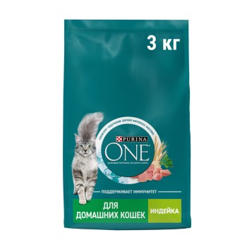 Purina One сухой корм для домашних кошек с индейкой и цельными злаками - 3...