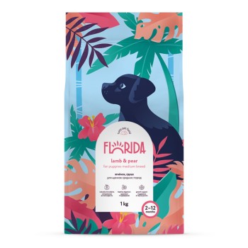 Florida сухой корм для щенков средних пород с ягненком и грушей - 1 кг