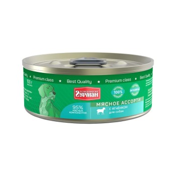 Четвероногий Гурман Мясное ассорти консервированный корм с ягнёнком для собак - 100 г (24...