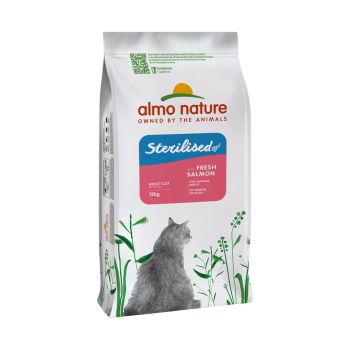 Almo Nature Sterilised Fresh Salmon сухой корм для взрослых стерилизованных кошек со свежим лососем...
