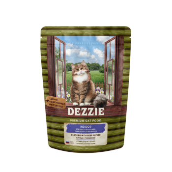 Dezzie Indoor Adult Cat сухой корм для взрослых кошек, живущих в помещении с курицей...