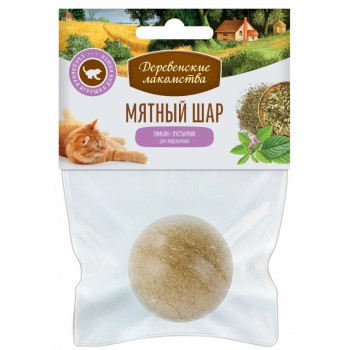 Деревенские лакомства игрушка для кошек мятный шар с тимьяном и пустырником - 22 г