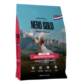 Nero Gold сухой корм для собак и щенков, со вкусом мясной коктейль - 500...