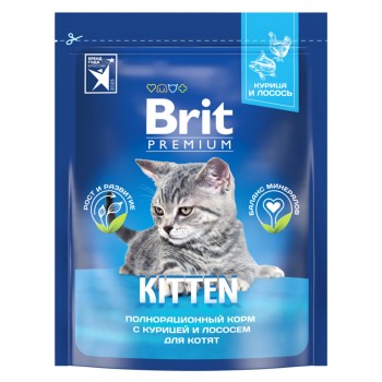 Brit Premium Cat Kitten сухой корм для котят с курицей и лососем - 400...