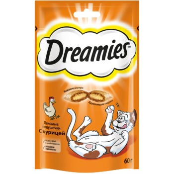 Dreamies лакомые подушечки для кошек с курицей - 60 г