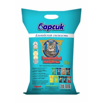 Барсик наполнитель впитывающий глиняный Альпийская свежесть - 15 л