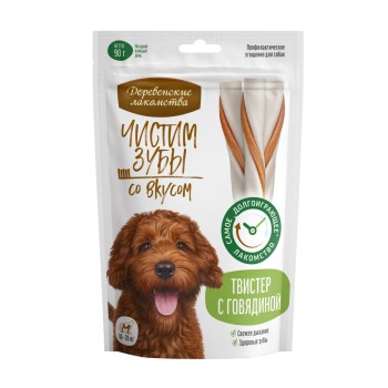 Деревенские лакомства Чистим зубы твистер для собак с говядиной - 90 г