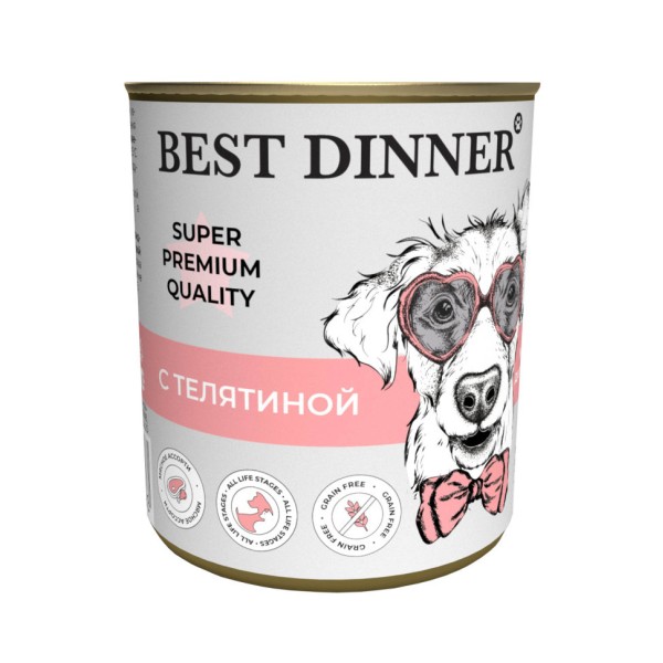 Best Dinner Super Premium консервы для щенков с телятиной - 340 г х 6 шт