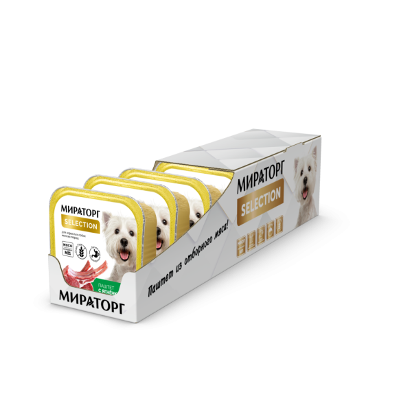 Мираторг влажный корм для взрослых собак мелких пород паштет с ягненком - 100 г х 16 шт