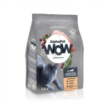 AlphaPet WOW Superpremium сухой полнорационный корм для взрослых стерилизованных кошек и котов c цыпленком...