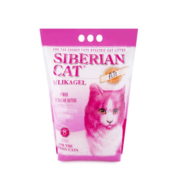 Сибирская Кошка "Элитный" впитывающий силикагелевый наполнитель для привередливых кошек - 8 л (3,7 кг)