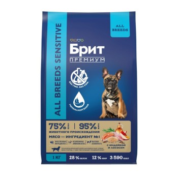 Брит Премиум Dog Adult Sensitive сухой корм для взрослых собак всех пород с чувствительным...
