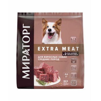 Мираторг Extra Meat сухой корм для взрослых собак средних пород, с говядиной Black Angus...