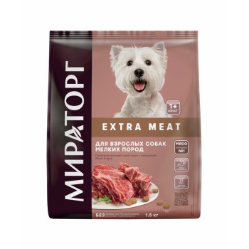 Мираторг Extra Meat сухой корм для взрослых собак мелких пород, с говядиной Black Angus...
