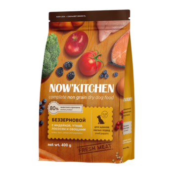 NOW' Kitchen сухой беззерновой корм для щенков малых пород с индейкой, уткой, лососем и...