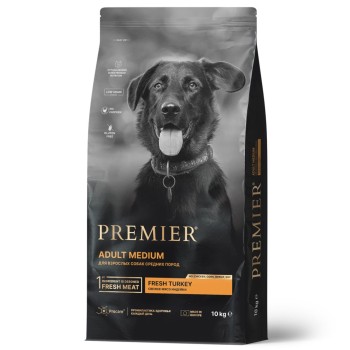Premier Dog Turkey Adult Medium сухой корм для собак средний пород, свежее мясо индейки...