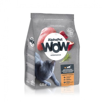 AlphaPet WOW Superpremium сухой полнорационный корм для взрослых стерилизованных кошек и котов с индейкой...