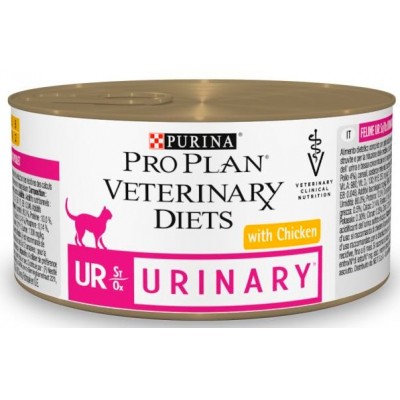 Консервированная диета при мочекаменной болезни на курице для кошек Purina Pro Plan URST/OX 195 г