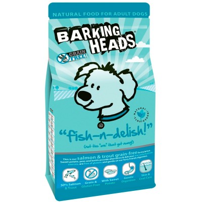 Беззерновой корм для собак с лососем, форелью и бататом «Рыбка-вкусняшка» Barking Heads Fish-n-Delish Grain Free 12 кг