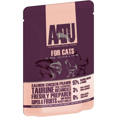 Паучи для кошек с лососем, курицей и креветками AATU For Cats Salmon, Chicken & Prawn 85 г