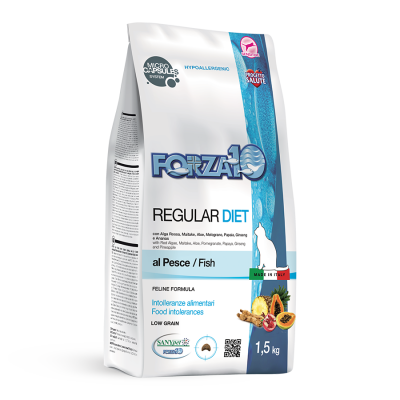 Сухой корм для кошек при аллергии и пищевой непереносимости, диетический с рыбой Forza10 Regular Diet Pesce 33/14,1 1,5 кг