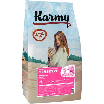 Сухой корм для кошек с чувствительным пищеварением с индейкой Karmy Sensitive 10 кг