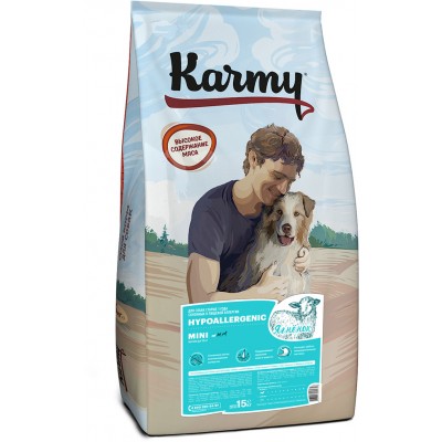Сухой корм для собак мелких пород, склонных к пищевой аллергии с ягненком Karmy Hypoallergenic Mini 15 кг