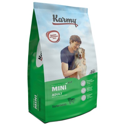 Сухой корм для собак мелких пород с телятиной Karmy Mini Adult 2 кг
